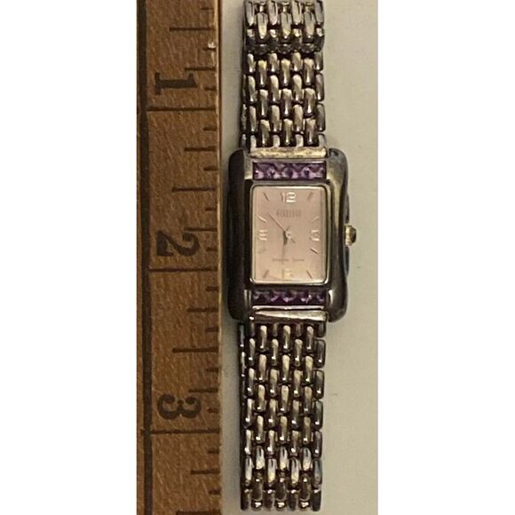 Ecclissi Womens Sterling Silver‎ Wristwatch Amethyst Crystals 32140 SR626SW - Picture 9 of 11